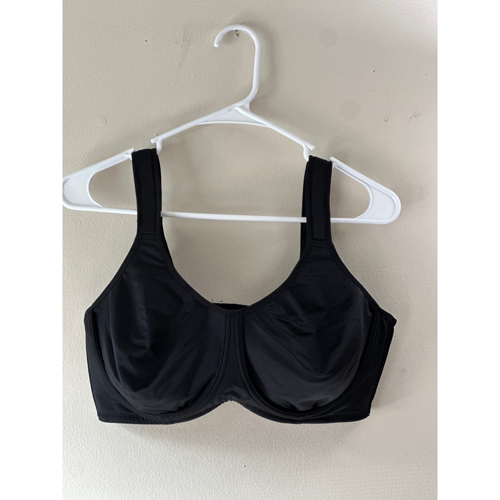 Shecurve Black Underwire Bra Full Coverage Unlined Wide Straps 42D